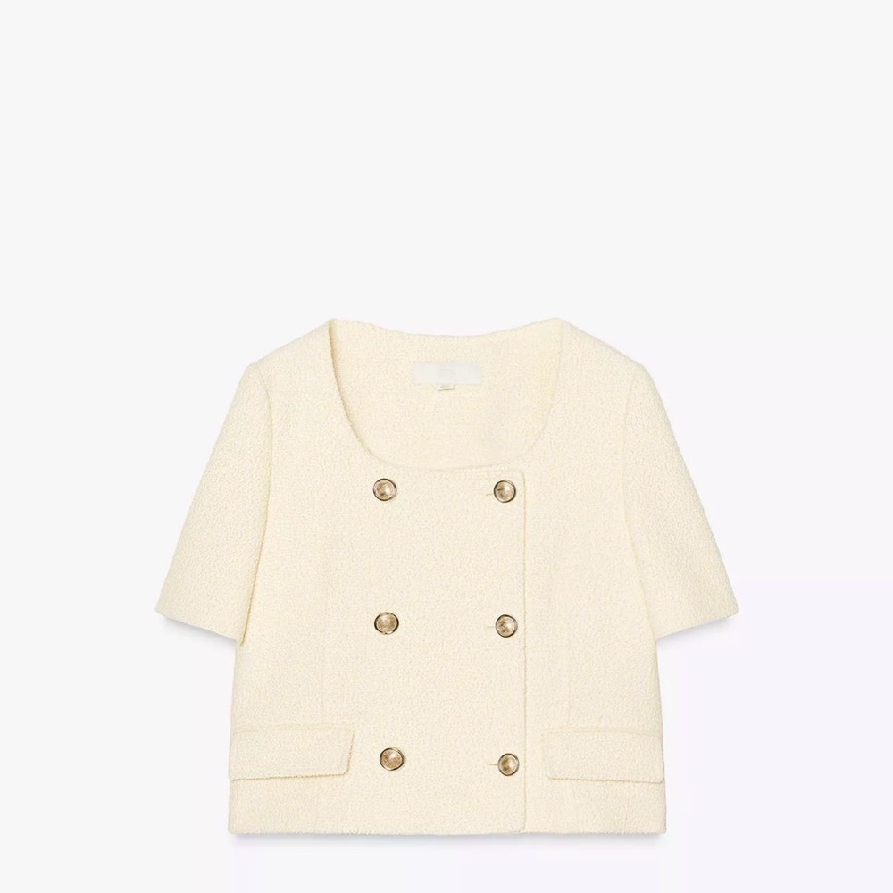 Zara yellow Short Sleeve Double-Breasted Jacket and shorts SET NWT size Medium